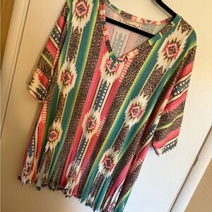 Colorful V-Neck Women's Top